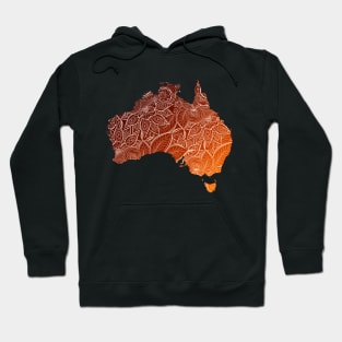 Colorful mandala art map of Australia with text in brown and orange Hoodie
